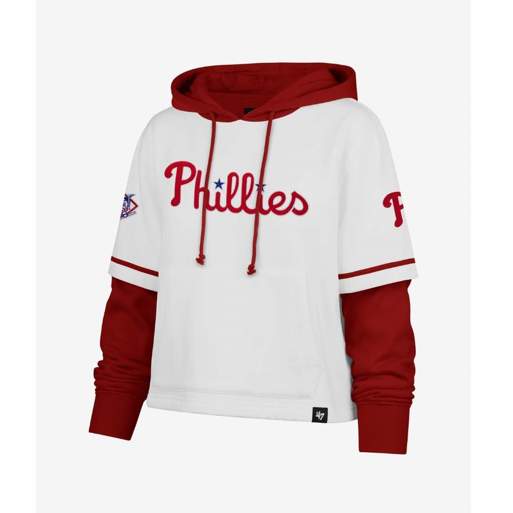 '47 Philadelphia Phillies Trifecta Cropped Shortstop Pullover Hoodie sz M